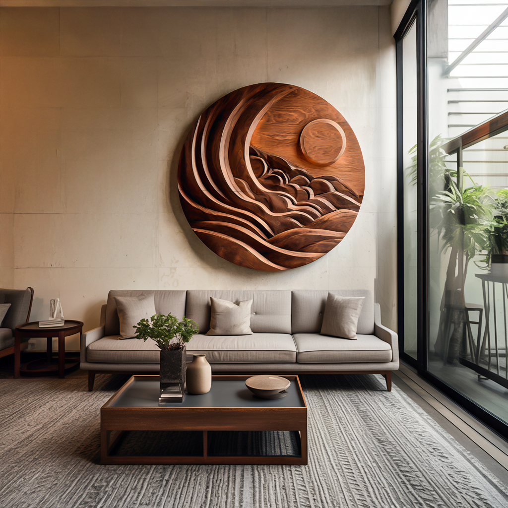 Modern Mountain Sun Wall Art Sculpture For Living Room RTTHTTWA075