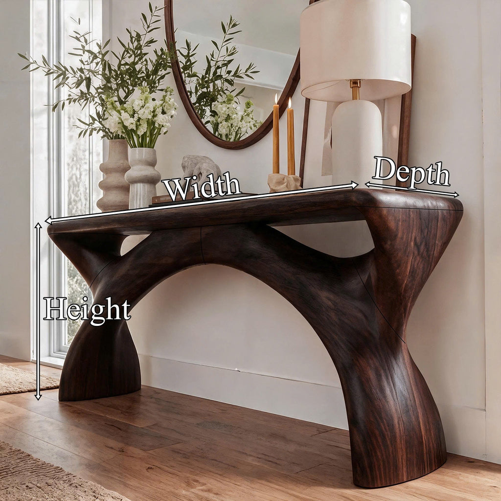 Mid Century Console Table With Flowing Curved Frame For Entryway SINLKIFLP144