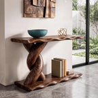 Contemporary Console Table With Spiral Base And Lower Display Shelf For Living Room SINLKICS701