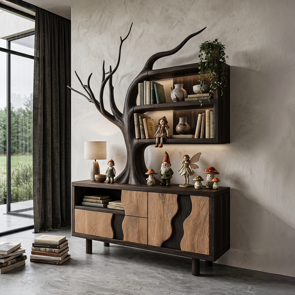 Modern Cabinet With Integrated Tree Branch Design For Living Room SINLHASD546