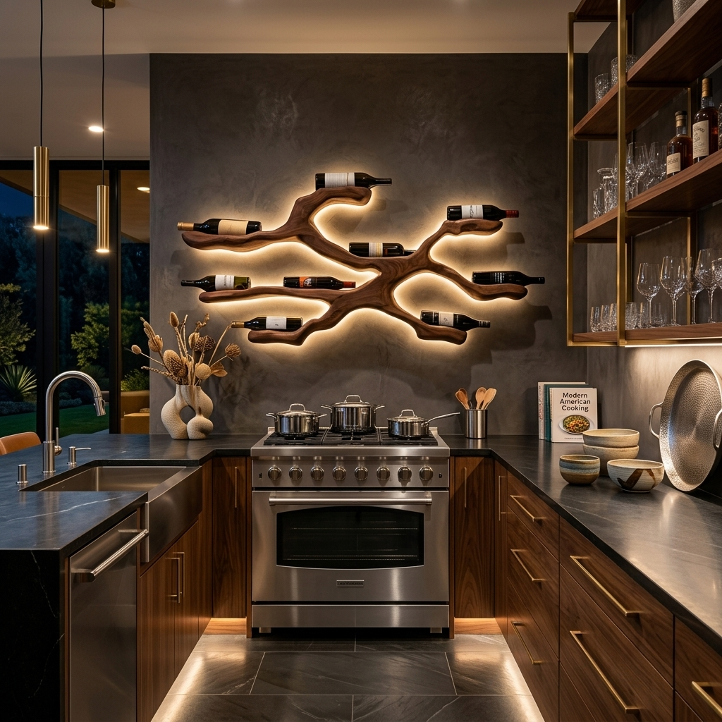 Modern Wine Rack Wall Display For Kitchen And Dining Area RTTHTTWH012