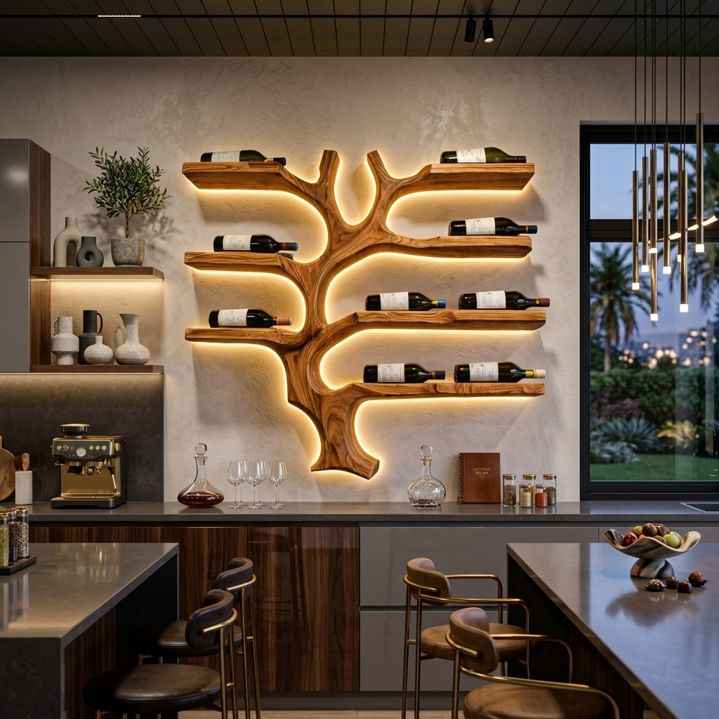 Modern Wall Mounted Branch Wine Holder For Kitchen RTTHTTWH009