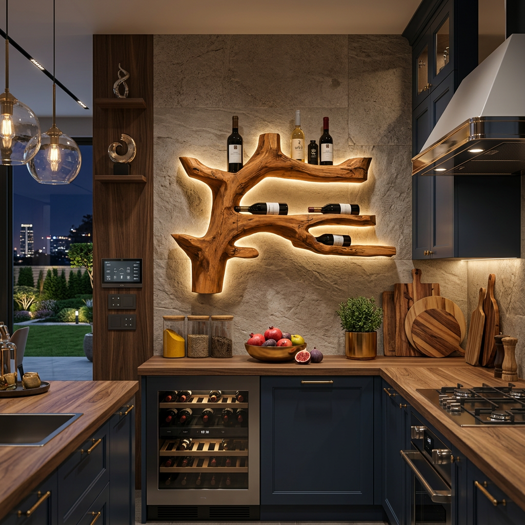 Modern Branch Wine Bottle Holder Wall Mount For Dining Wall Decor RTTHTTWH007