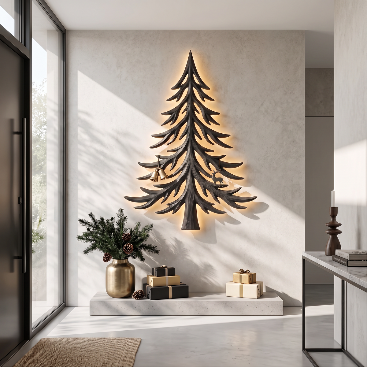 Modern Christmas Holiday Wall Decor With Layered Pine Branch Design For Living Room SINLSAWA143
