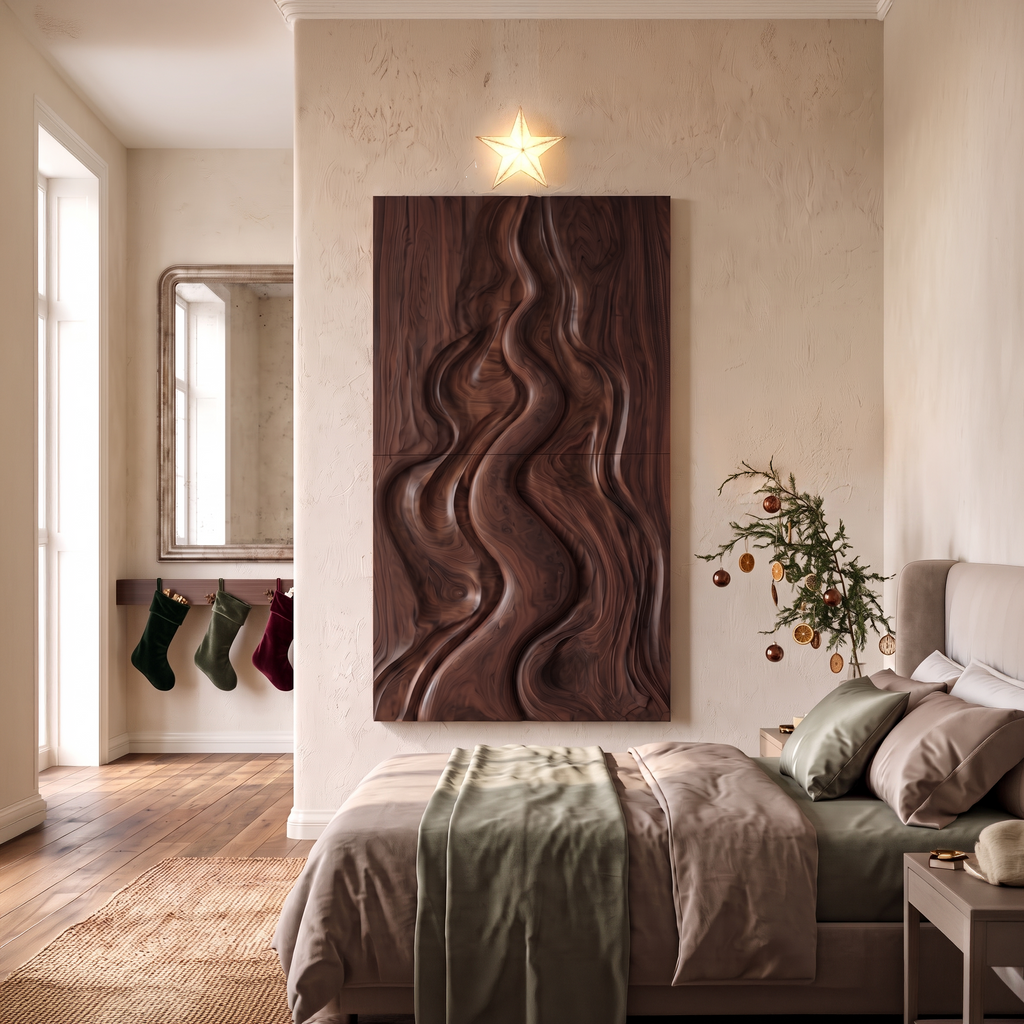 Natural Christmas Abstract Wall Decor With Fluid Carved Design For Bedroom SINLSAWA149
