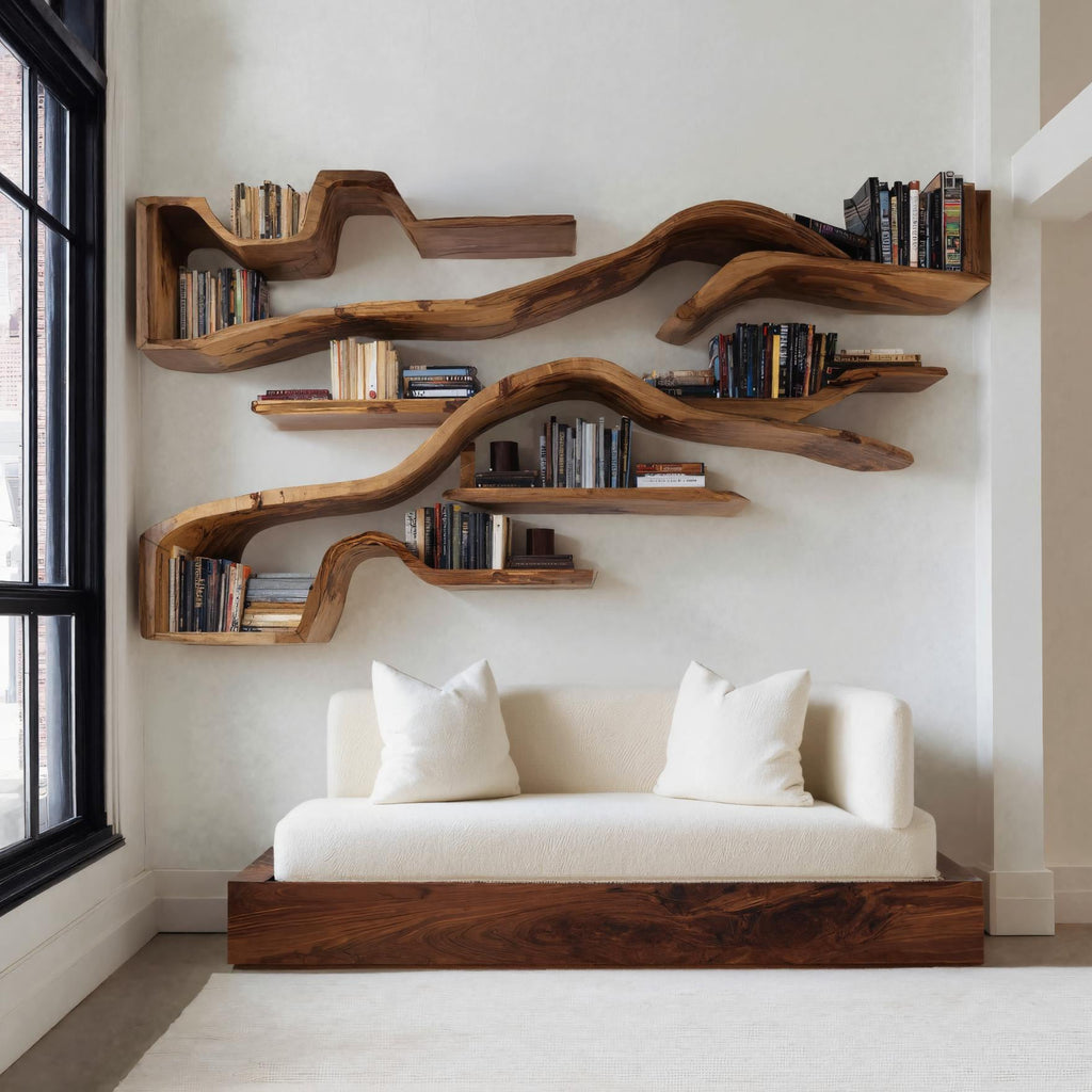 Organic Floating Bookshelf For Living Room Or Study SITHHNFL027