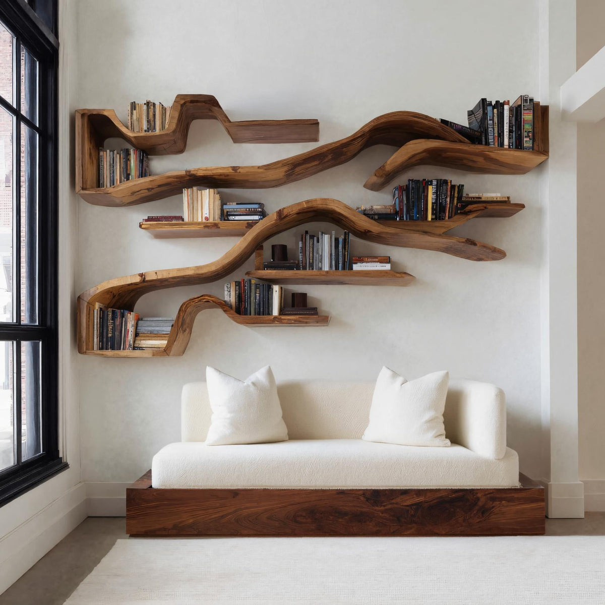 Organic Floating Bookshelf For Living Room Or Study SITHHNFL027