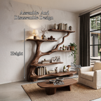 Organic Tree Bookshelf With Flowing Branch Design For Living Room SINLHATB776