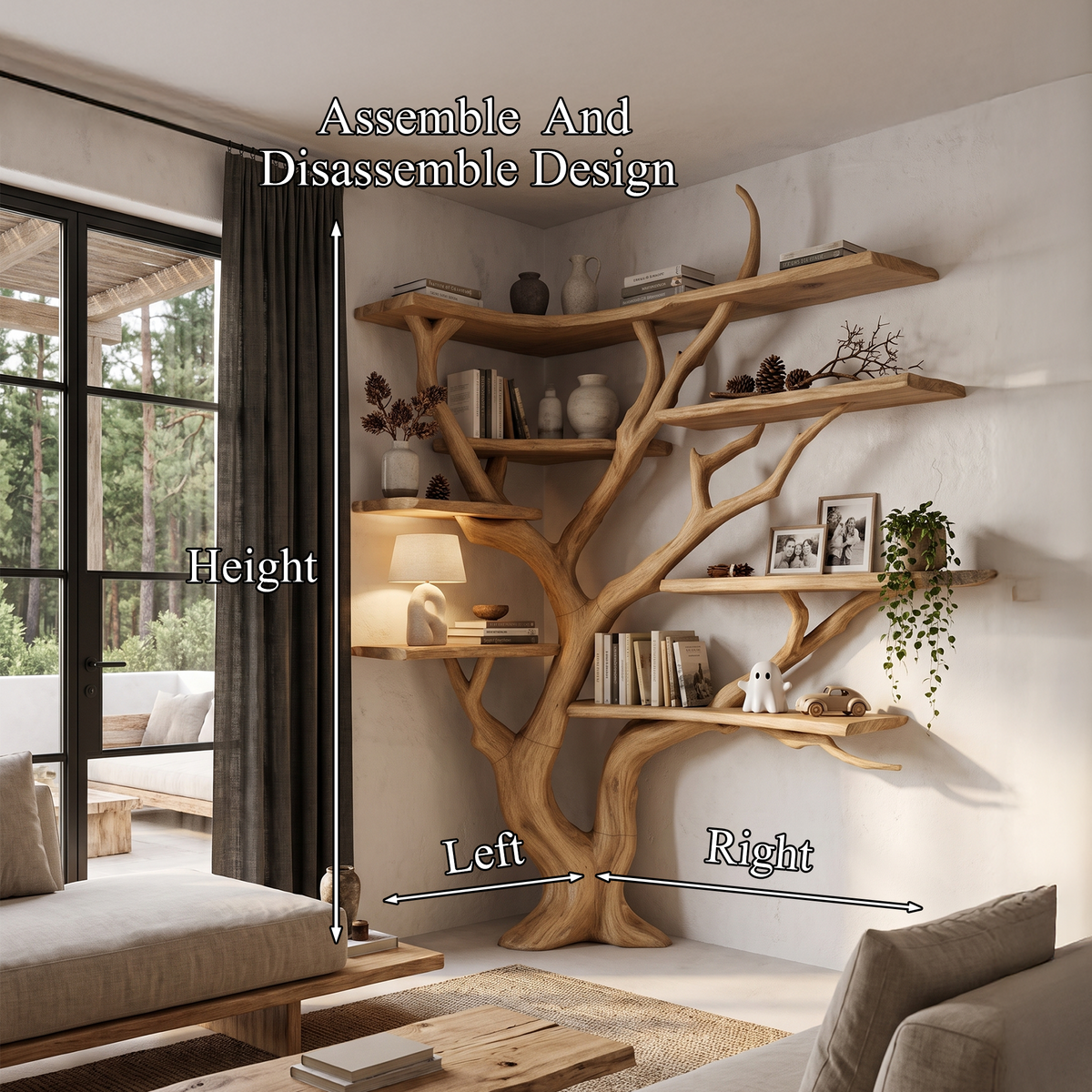 Contemporary Tree Bookshelf With Corner Branch Design For Home Office SINLHATB778