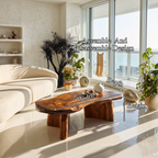 Organic Modern Live Edge Coffee Table With Natural Edge Design For Living Room SINLHACF420