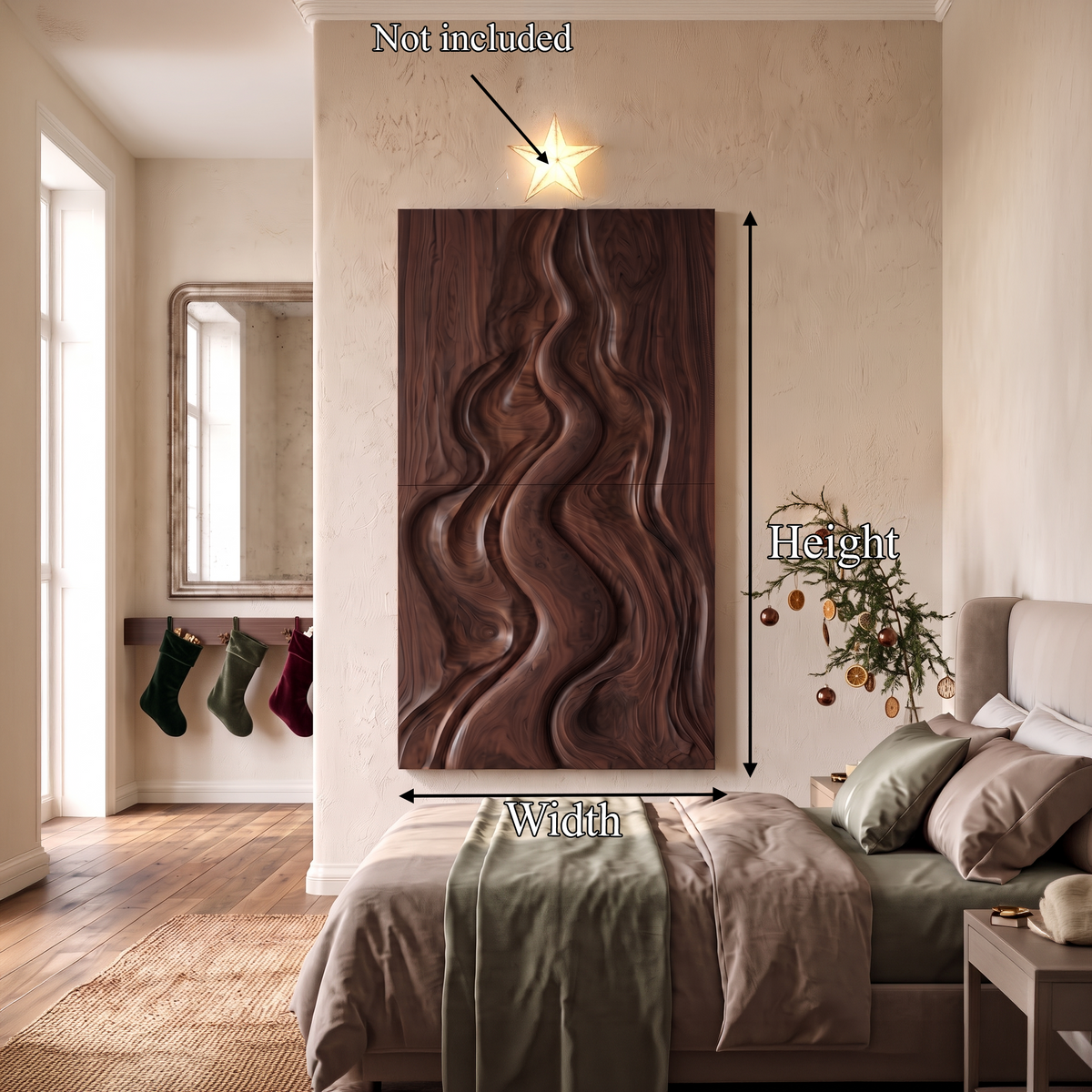 Natural Christmas Abstract Wall Decor With Fluid Carved Design For Bedroom SINLSAWA149