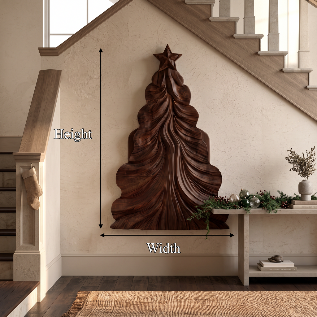 Contemporary Wooden Christmas Decor With Curved Openwork Design For Living Room SINLSAWA150