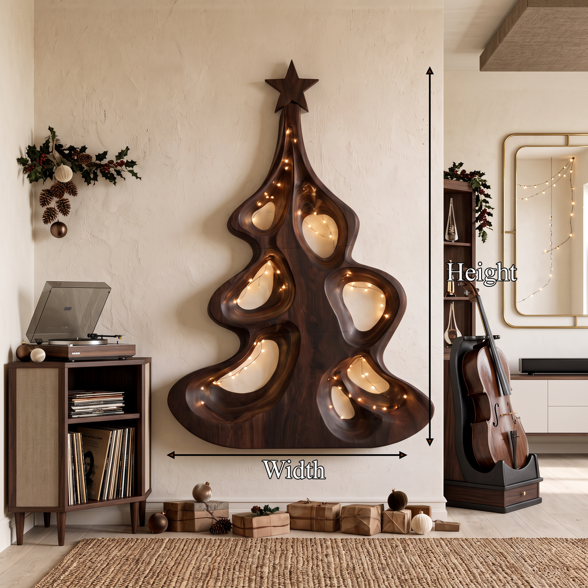 Modern Christmas Wall Decor With Artistic Hollow Tree Form For Entryway SINLSAWA151