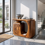 Modern Sculptural Console Table With Rounded Storage Cabinet For Entryway SINLKICS703