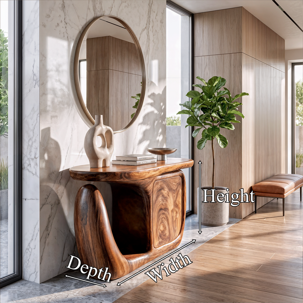 Contemporary Console Table With Sculptural Base And Storage For Entryway SINLKICS704