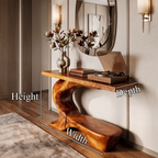 Rustic Sculptural Console Table With Curved Base For Entryway SINLKICS705