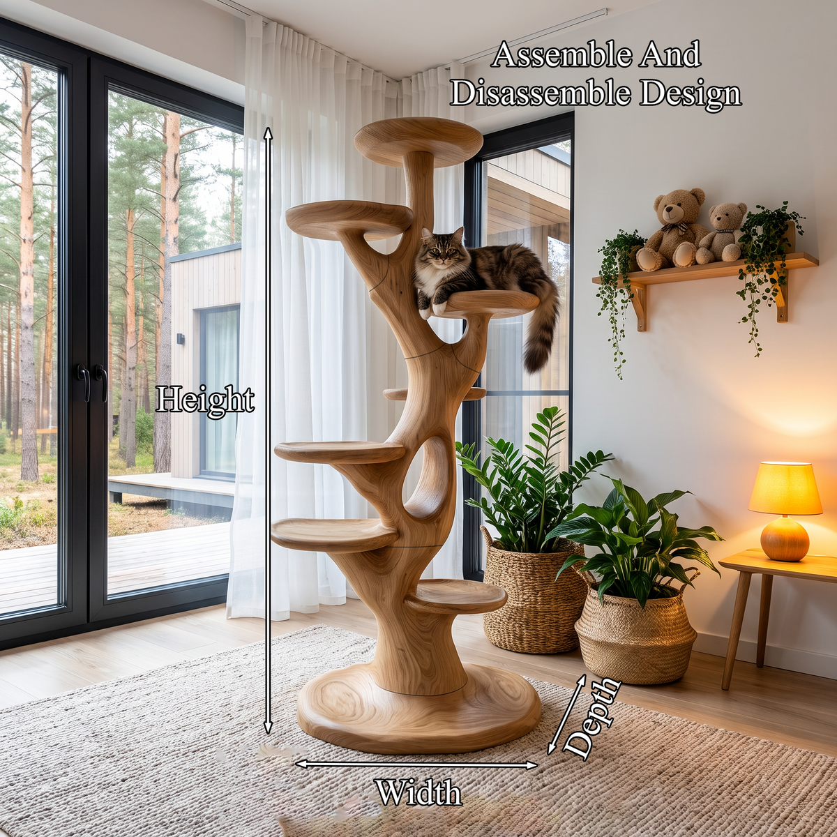 Sculptural Cat Tree With Multi Level Platforms For Indoor Cats SINLHATT016