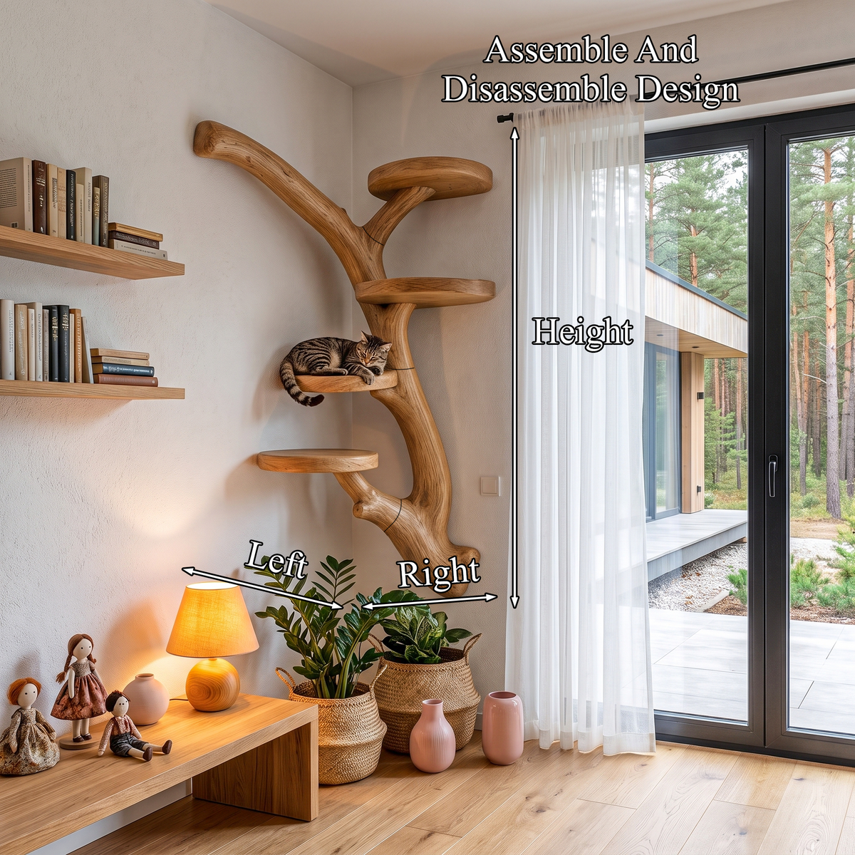 Modern Wall Mounted Cat Tree With Branch Inspired Platforms For Indoor Cats SINLHATT019