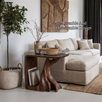 Rustic Sculptural Bedside Table With Root Inspired Base For Living Room SINLHASTA300