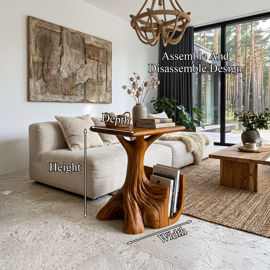 Contemporary Sculptural Side Table With Tree Inspired Base For Living Room SINLHASTA301
