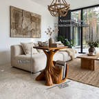 Contemporary Sculptural Side Table With Tree Inspired Base For Living Room SINLHASTA301