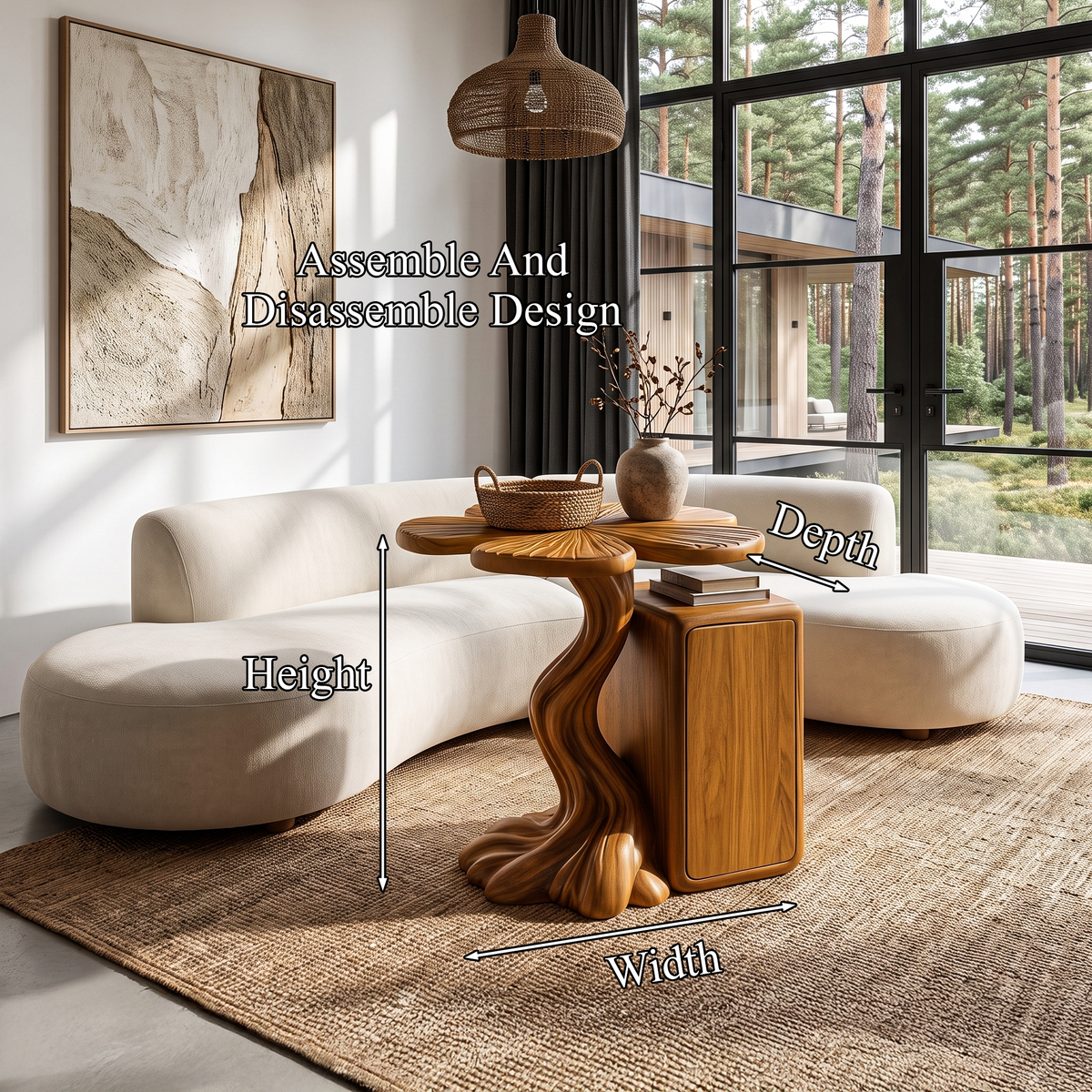 Modern Side Table With Tree Inspired Base For Living Room SINLHASTA305