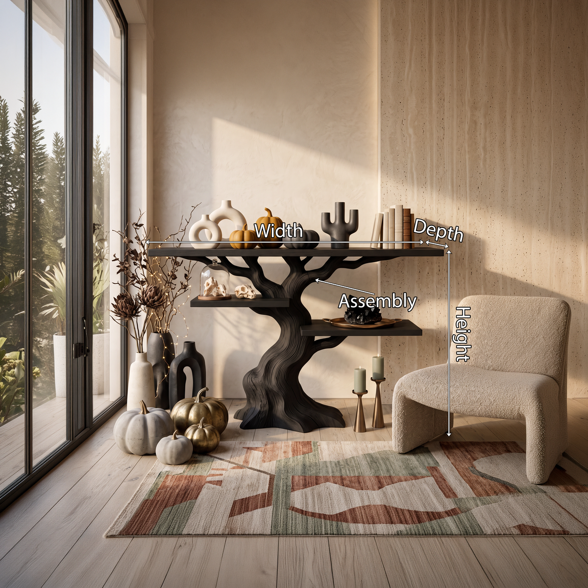 Organic Twisted Tree Sofa Table For Witchy Halloween Interior SILDTTNCS158