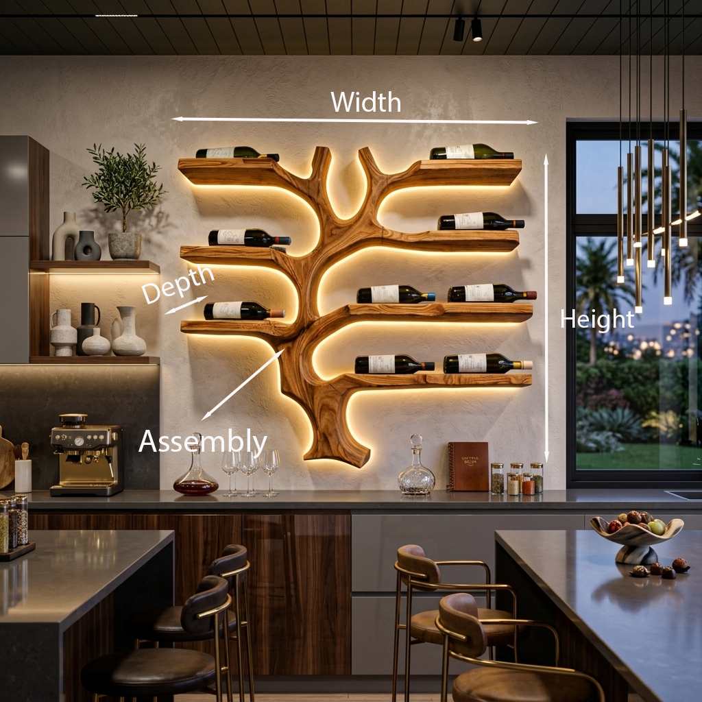 Modern Wall Mounted Branch Wine Holder For Kitchen RTTHTTWH009