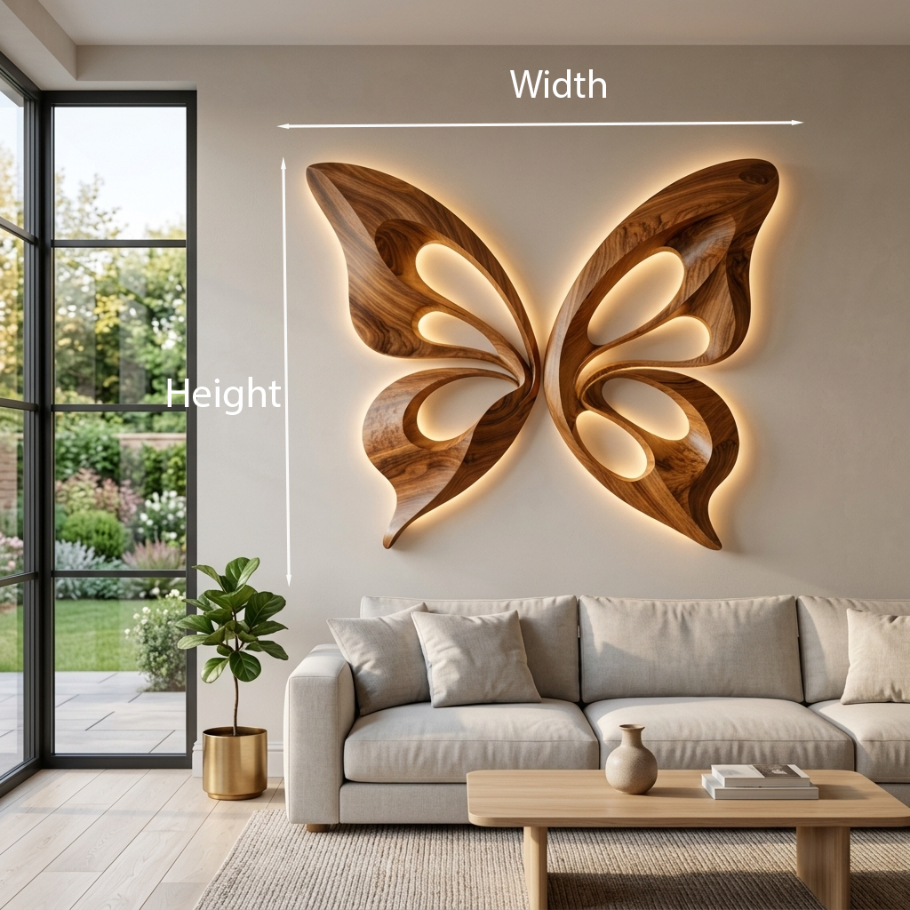 Modern Wooden Butterfly Wall Art Hand Carved For Living Decor RTTHTTWA153