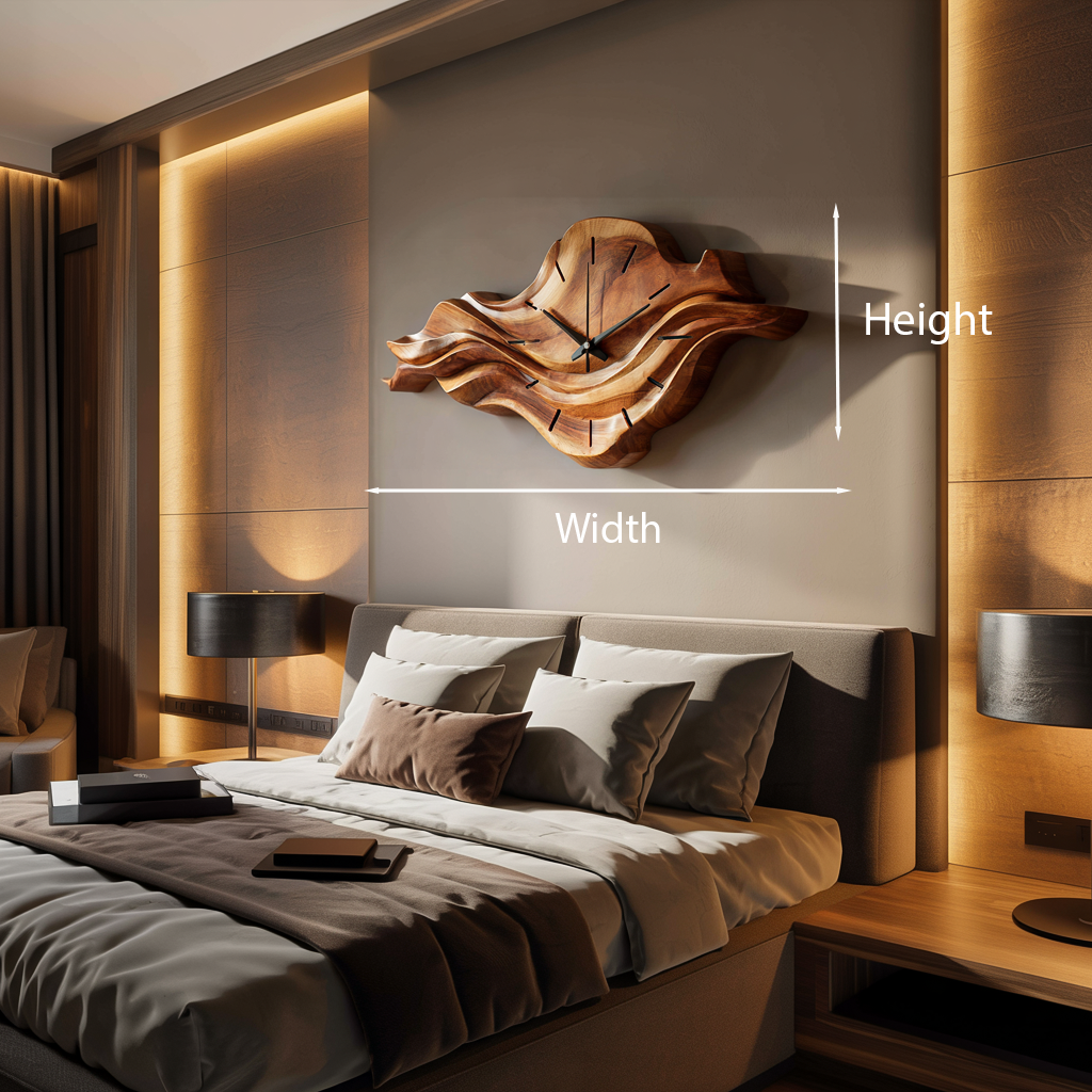 Contemporary Wooden Wall Clock With Unique Wave Sculpture For Home RTTHTTWAC025