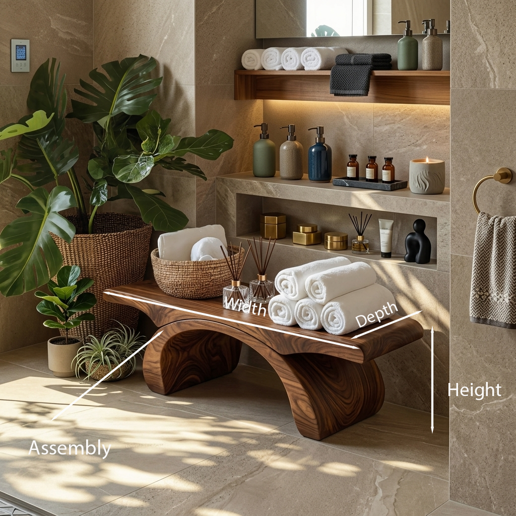 Modern Organic Shower Bench For Bathroom Or Spa Furniture SITHTTSB013