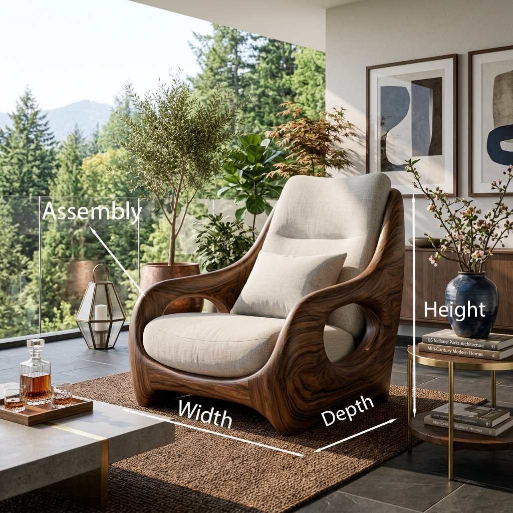 Organic Armchair Smooth Curved For Living Room RTTHTTACC013