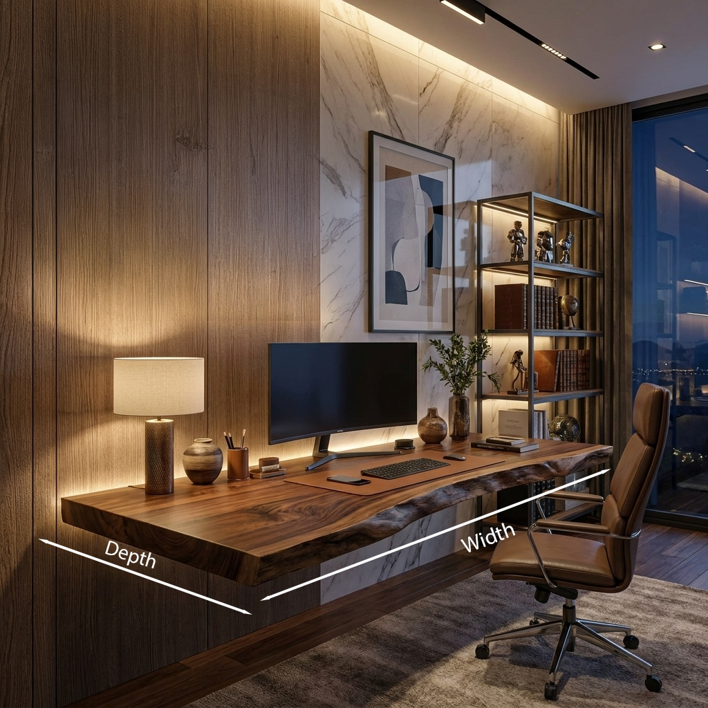 Modern Live Edge Floating Desk For Home Workspace SITHTTDE047