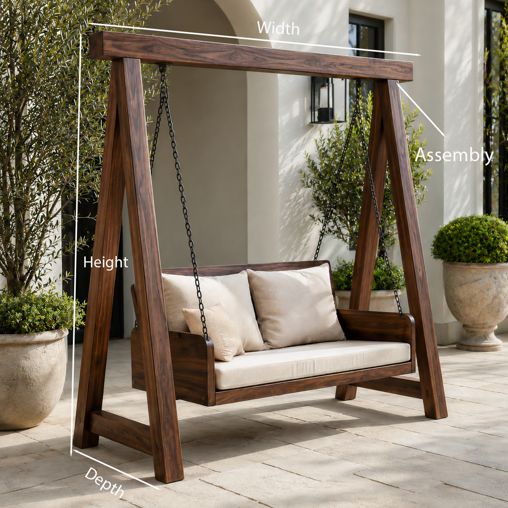 Organic Wood Swing With Backrest For Patio RTTHTTSG002