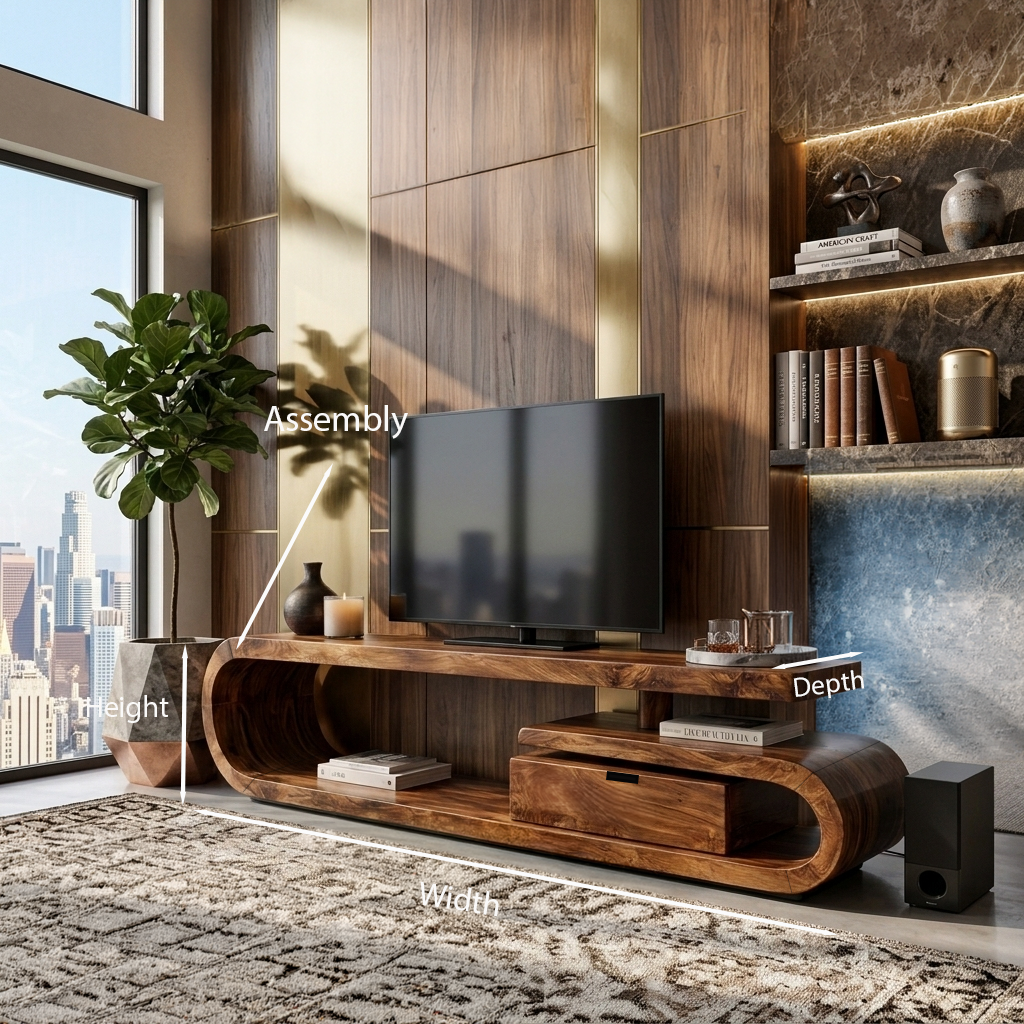Handcrafted TV Cabinet For Living Room Media Use RTTHTTTVC034