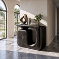Modern Sculptural Console Table With Rounded Storage Cabinet For Entryway SINLKICS703