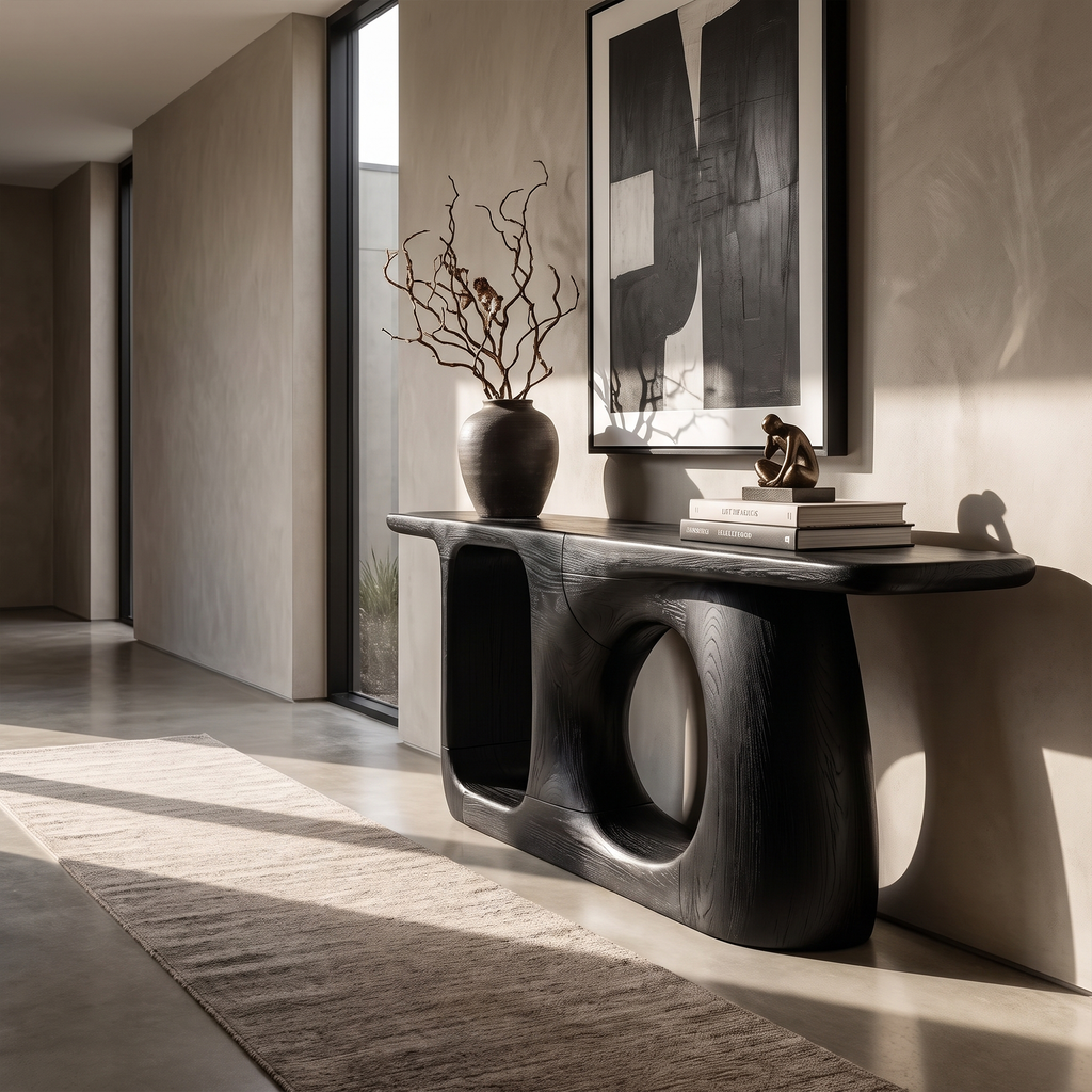 Organic Console Table With Sculptural Open Frame For Entryway SINLKICS706