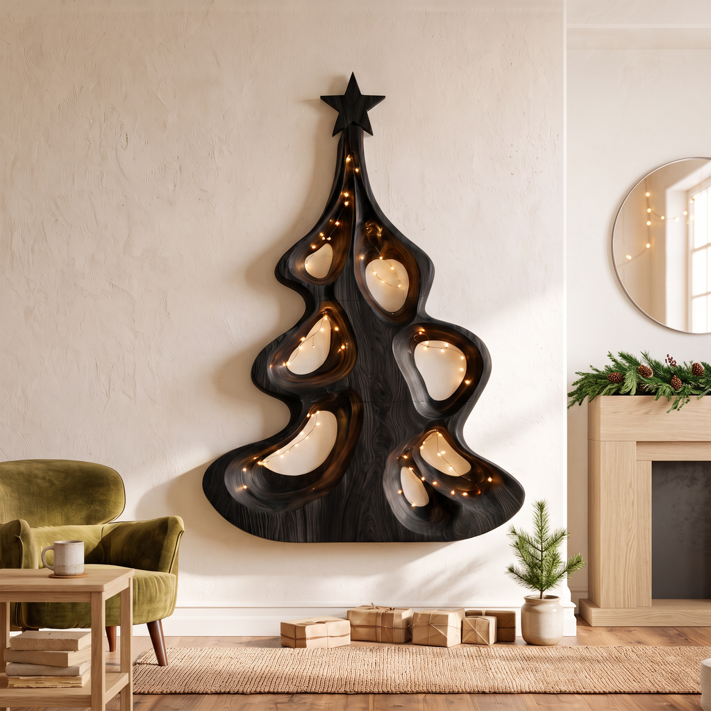Modern Christmas Wall Decor With Artistic Hollow Tree Form For Entryway SINLSAWA151