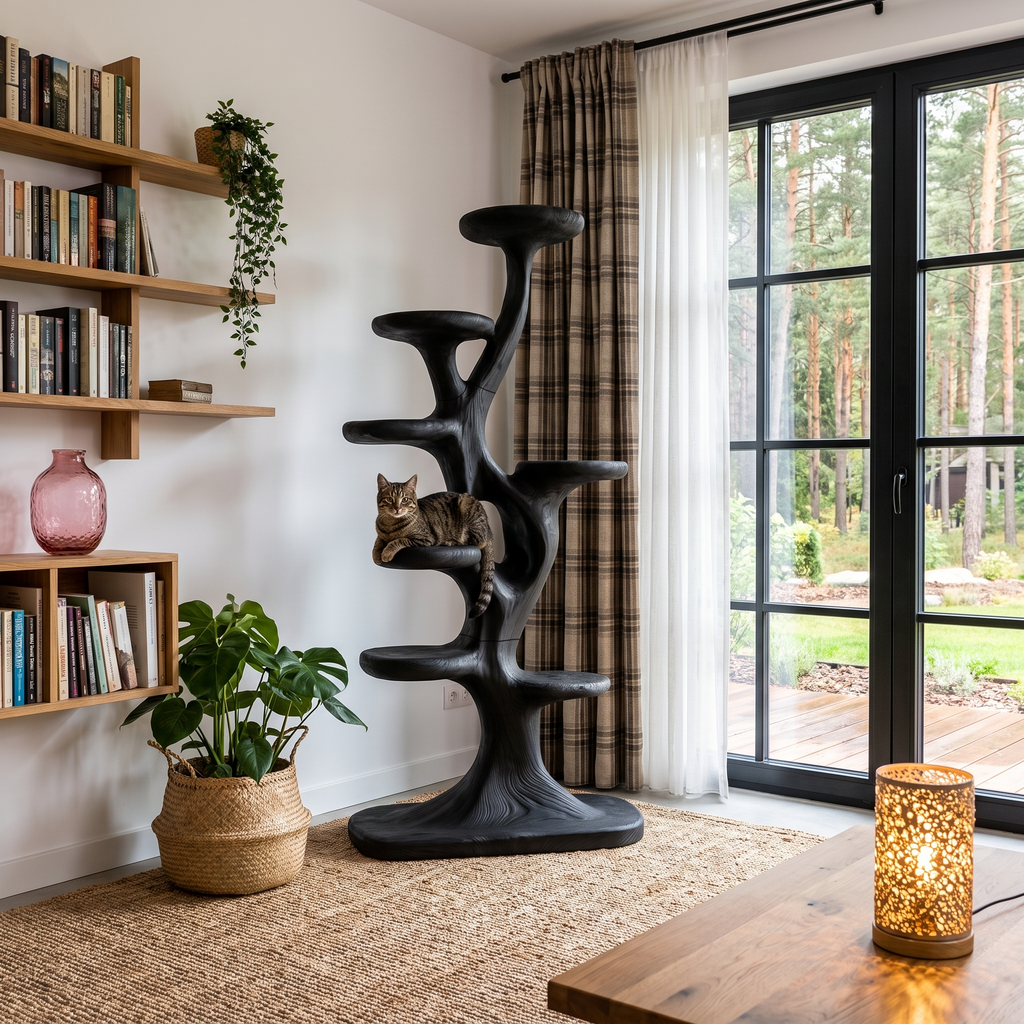 Modern Tree Shaped Cat Tree With Multi Level Platforms For Indoor Cats SINLHATT017