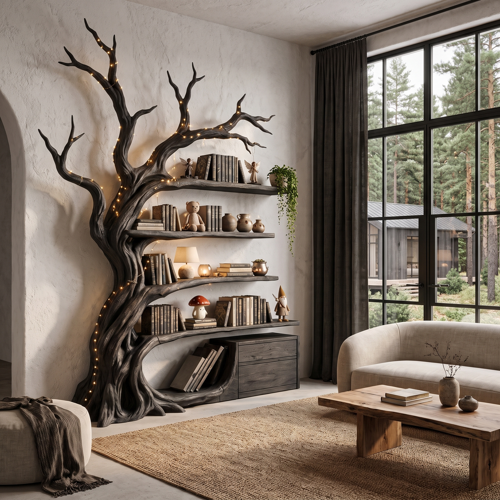 Libreria Moderna ad Albero Mensole a Ramo Artigianali Per Biblioteca Domestica SINLHATB768