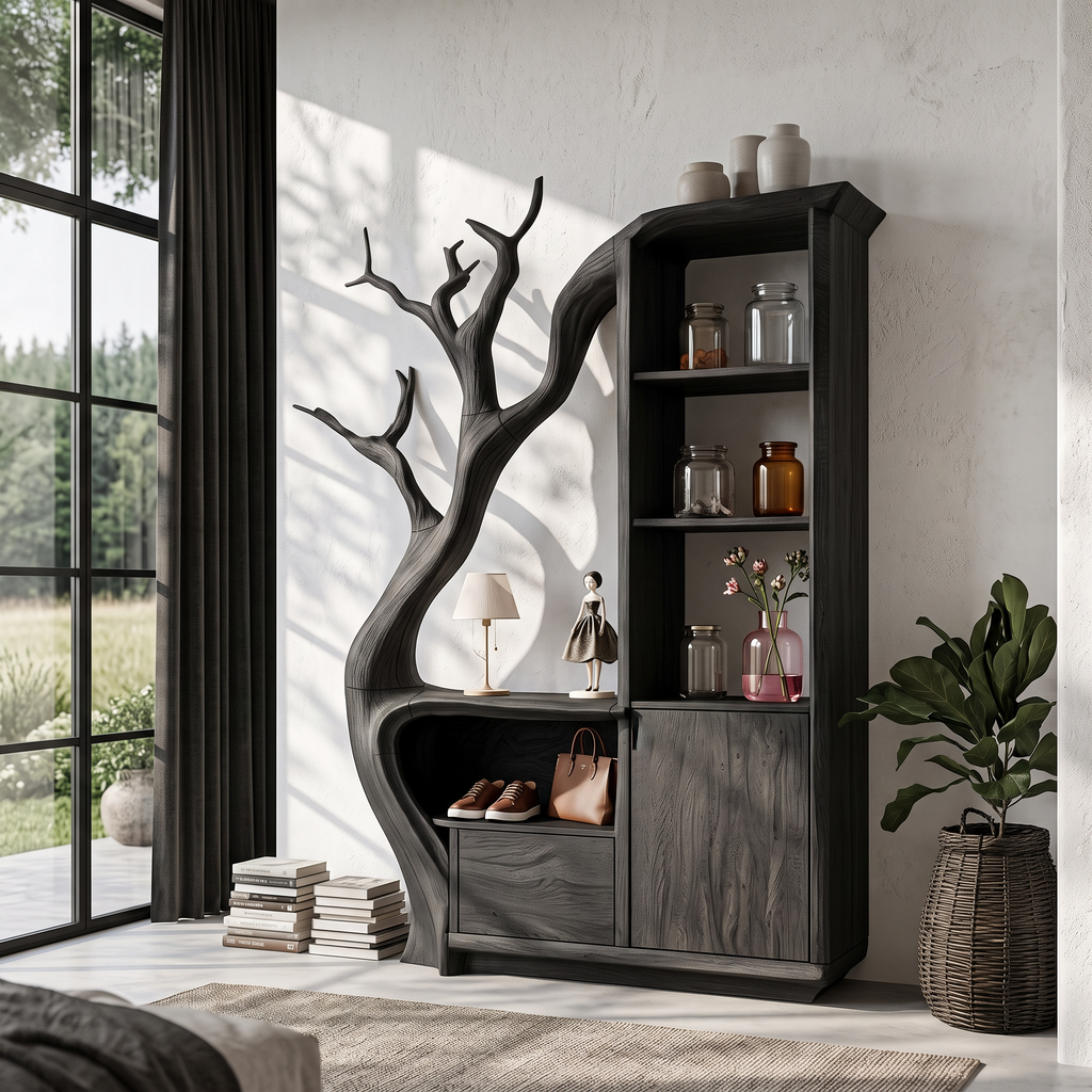 Modern Storage Cabinet With Rounded Frame Design For Entryway SINLHASD544