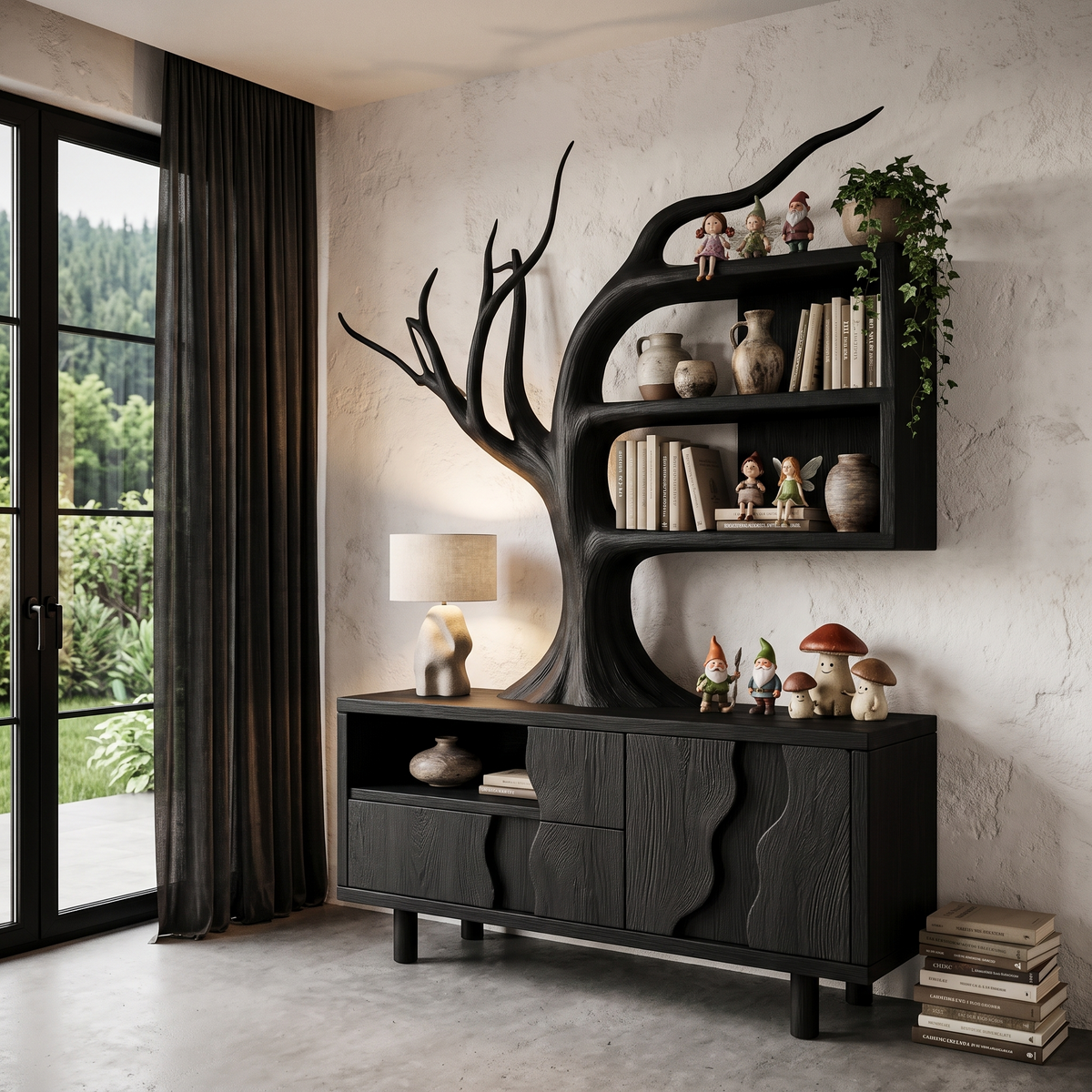 Modern Cabinet With Integrated Tree Branch Design For Living Room SINLHASD546