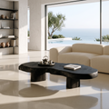 Modern Solid Wood Coffee Table With Sculptural Slab Top For Living Room SINLHACF421