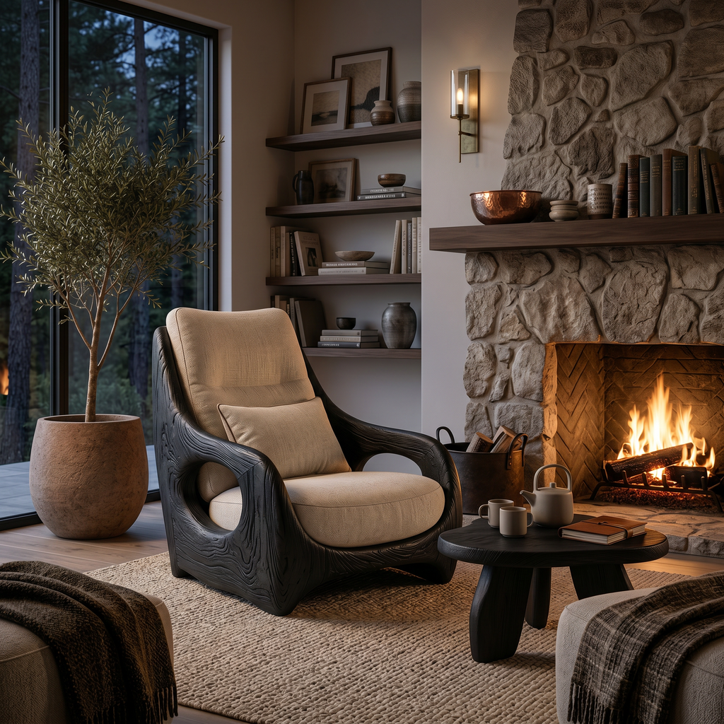 Organic Armchair Smooth Curved For Living Room RTTHTTACC013