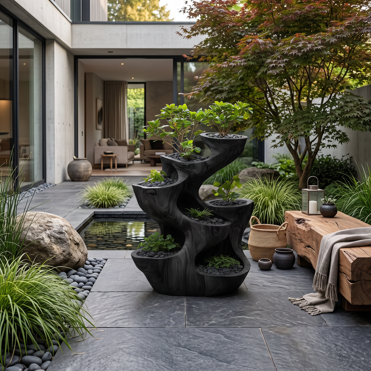 Organic Sculptural Multi Tier Planter For Garden Decor RTTHTTPT007