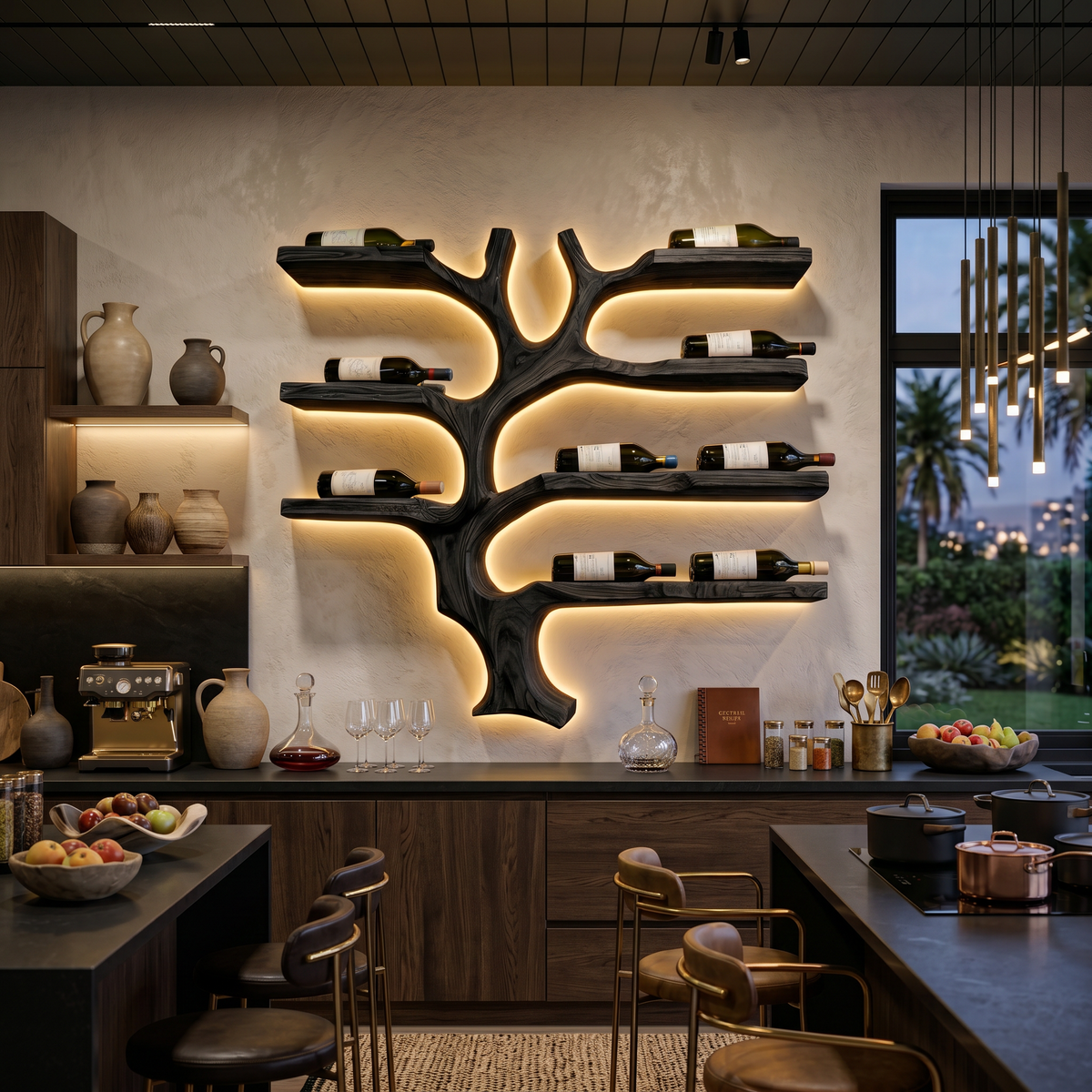 Modern Wall Mounted Branch Wine Holder For Kitchen RTTHTTWH009
