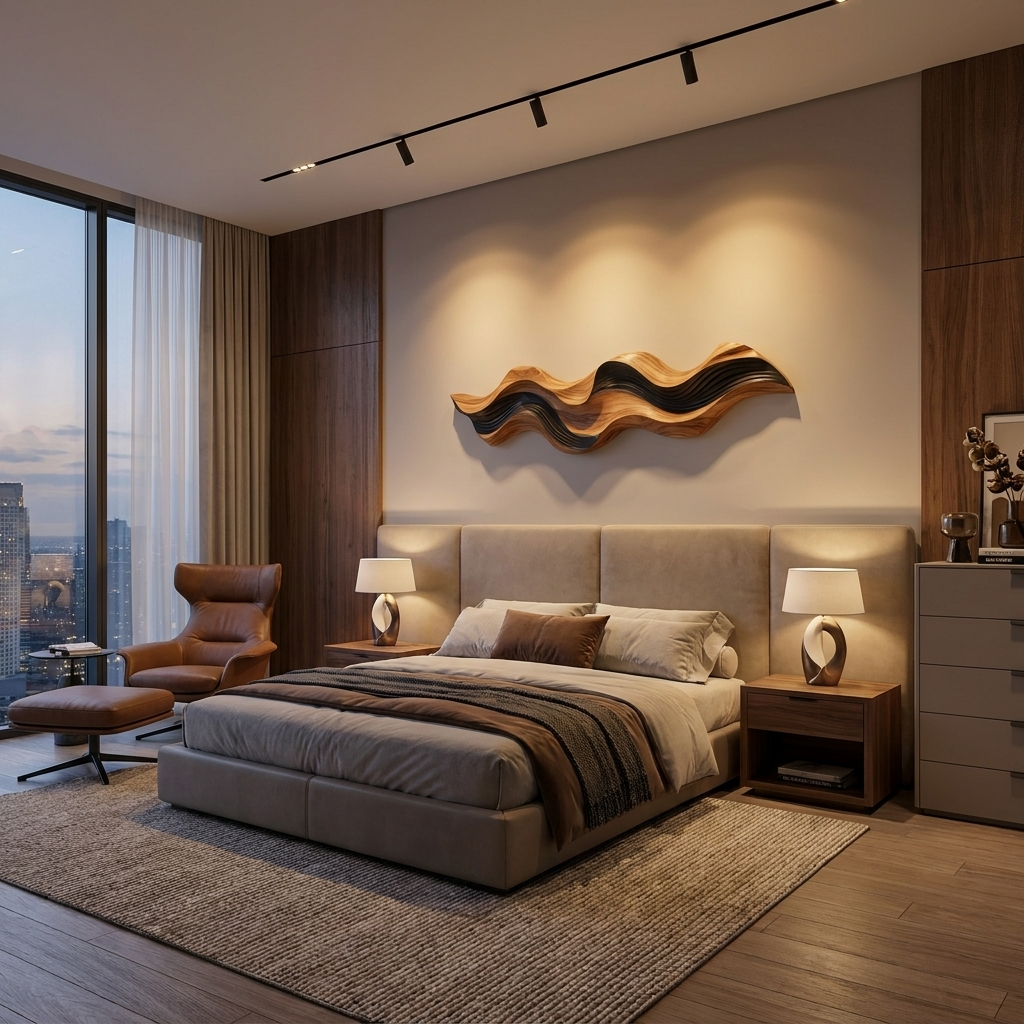 Modern Abstract Wooden Wall Art Flowing Sculptural Design For Home RTTHTTWA156