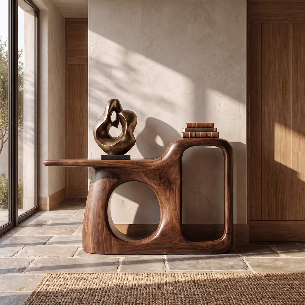 Organic Console Table With Sculptural Open Frame For Entryway SINLKICS706