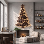 Contemporary Xmas Wall Sculpture With Evergreen Silhouette For Living Room SINLSAWA145