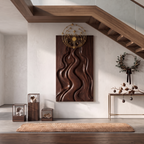 Natural Christmas Abstract Wall Decor With Fluid Carved Design For Bedroom SINLSAWA149